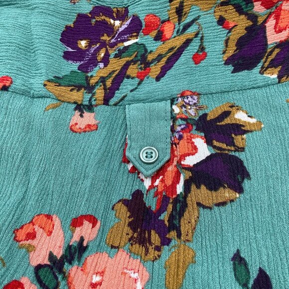 Market & Spruce Prat Henley Sleeveless Turquoise Gauzy Floral Blouse Med - Picture 5 of 8